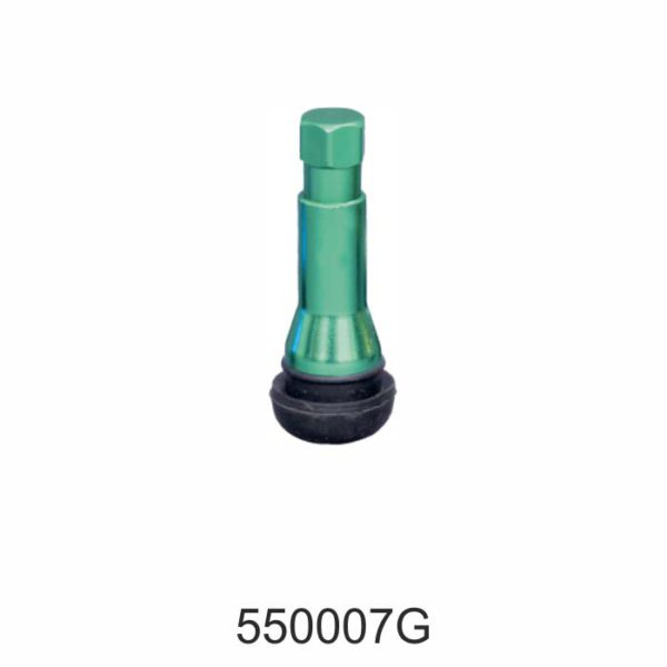 1 Pkt = 100 Pcs, Snap In Car Tyre Valve for Tubeless Tires 414 (Aluminium) Green, 550007G