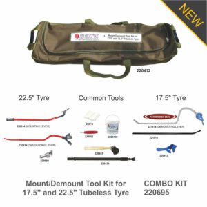 Truck tubeless tyre tools kit for 17.5 and 22.5 inch tyres used in commercial vehicle garages